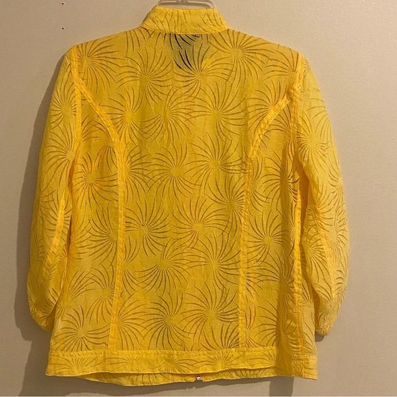 Multiples Women Sheer Zip Up Size S Top/Jacket Cover Up Yellow Roll Tab Sleeves - Picture 9 of 12